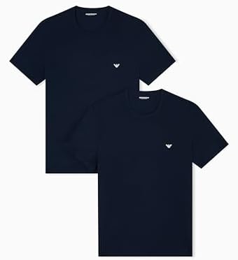 Emporio Armani Men's 2 Pack Regular V-Neck Shirt, Armani Blue